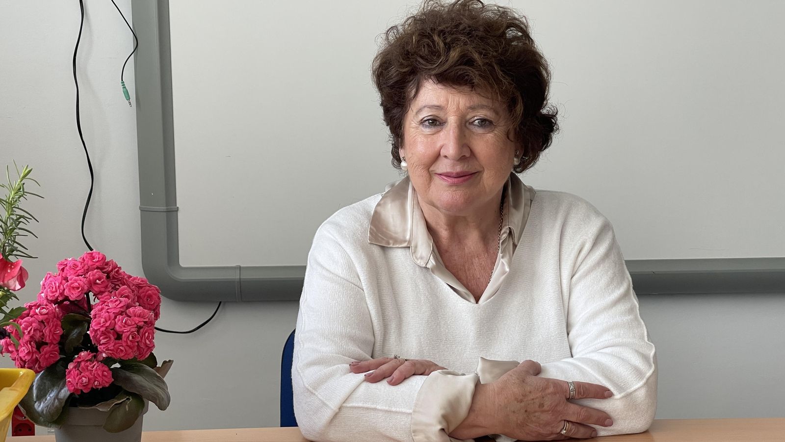 Jerónima Caparrós hace unos días en el colegio Reyes Católicos de Vera.