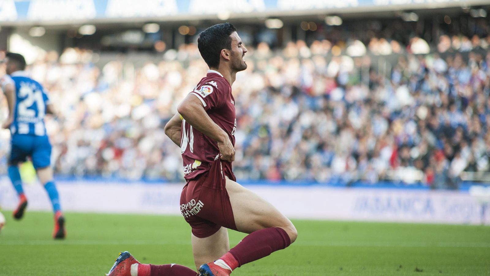 Alfaro, desesperado tras una ocasión fallada en Riazor. Alfaro, desesperado tras una ocasión fallada en Riazor.