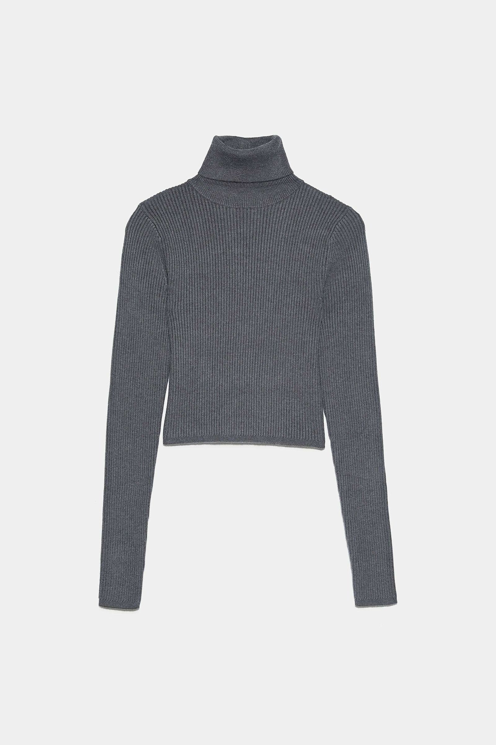 Jersey cuello vuelto gris Zara