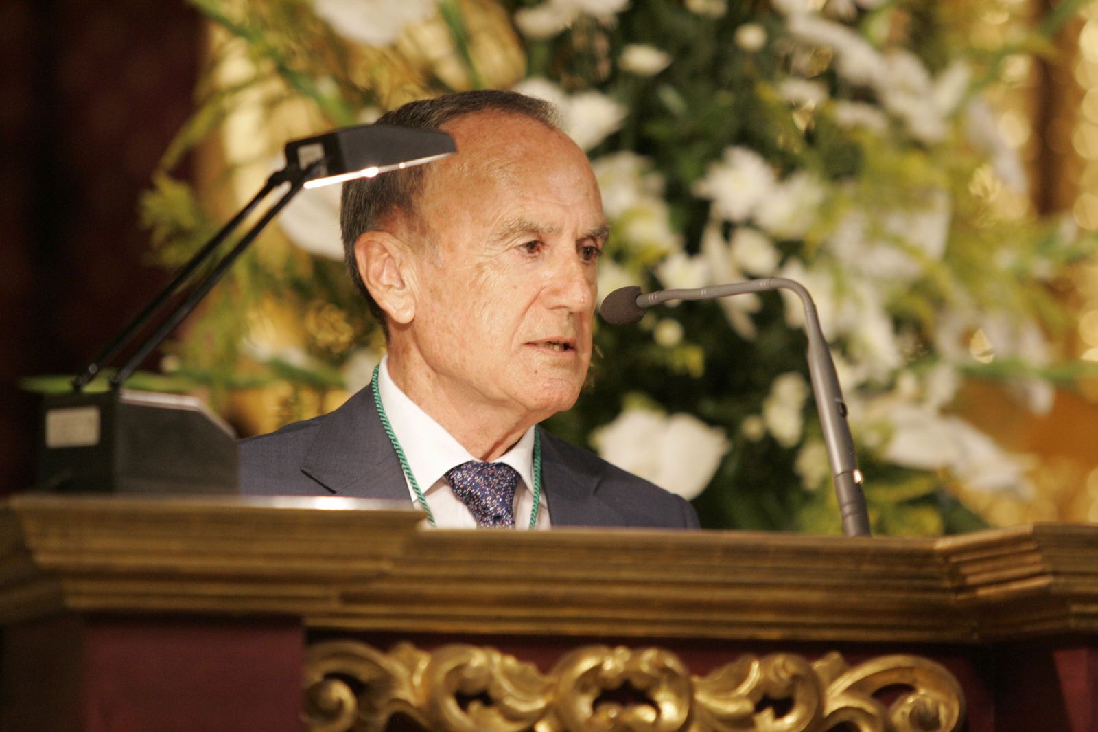 Simón Venzal, durante su discurso como pregonero de la Virgen del Mar.