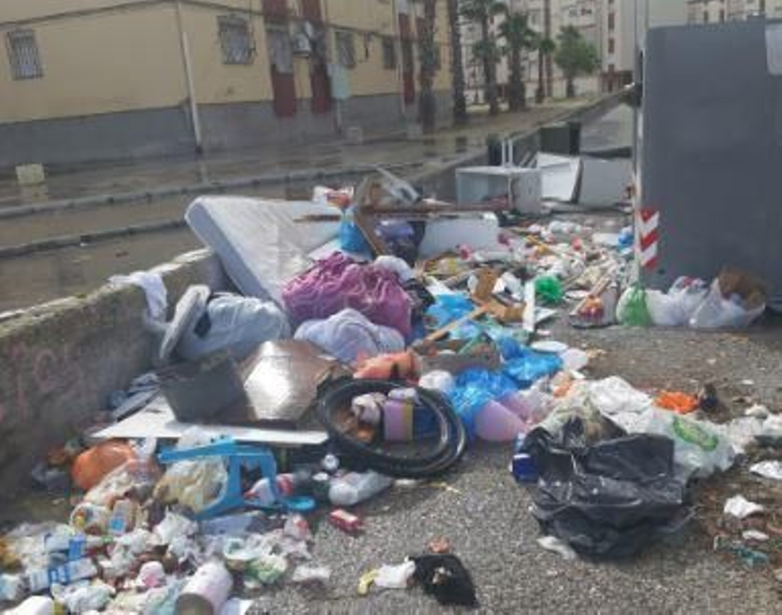 Residuos acumulados junto a unos contenedores en La Línea.
