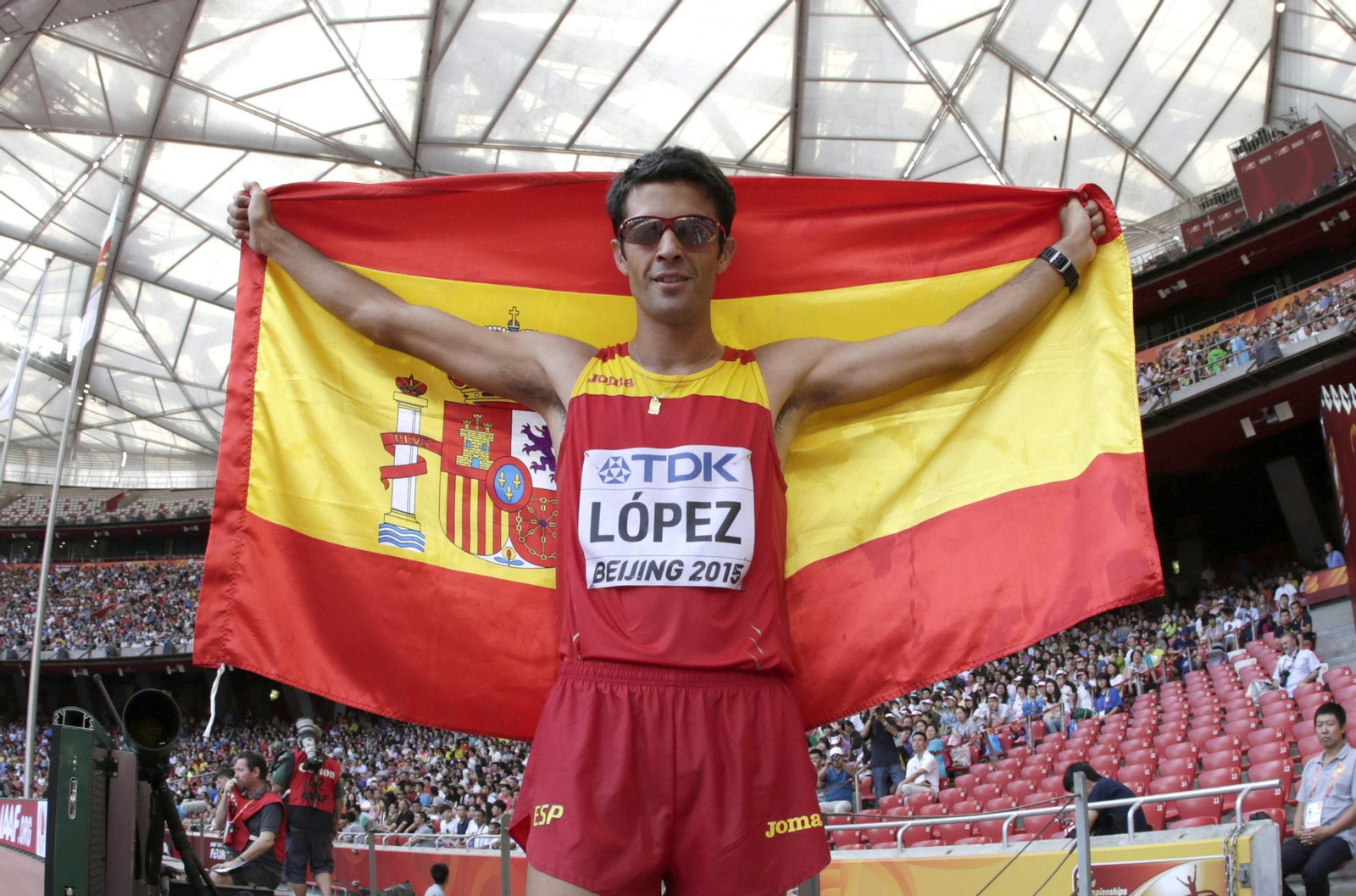 Miguel Ángel López, tras proclamarse campeón en Pekín 2015.