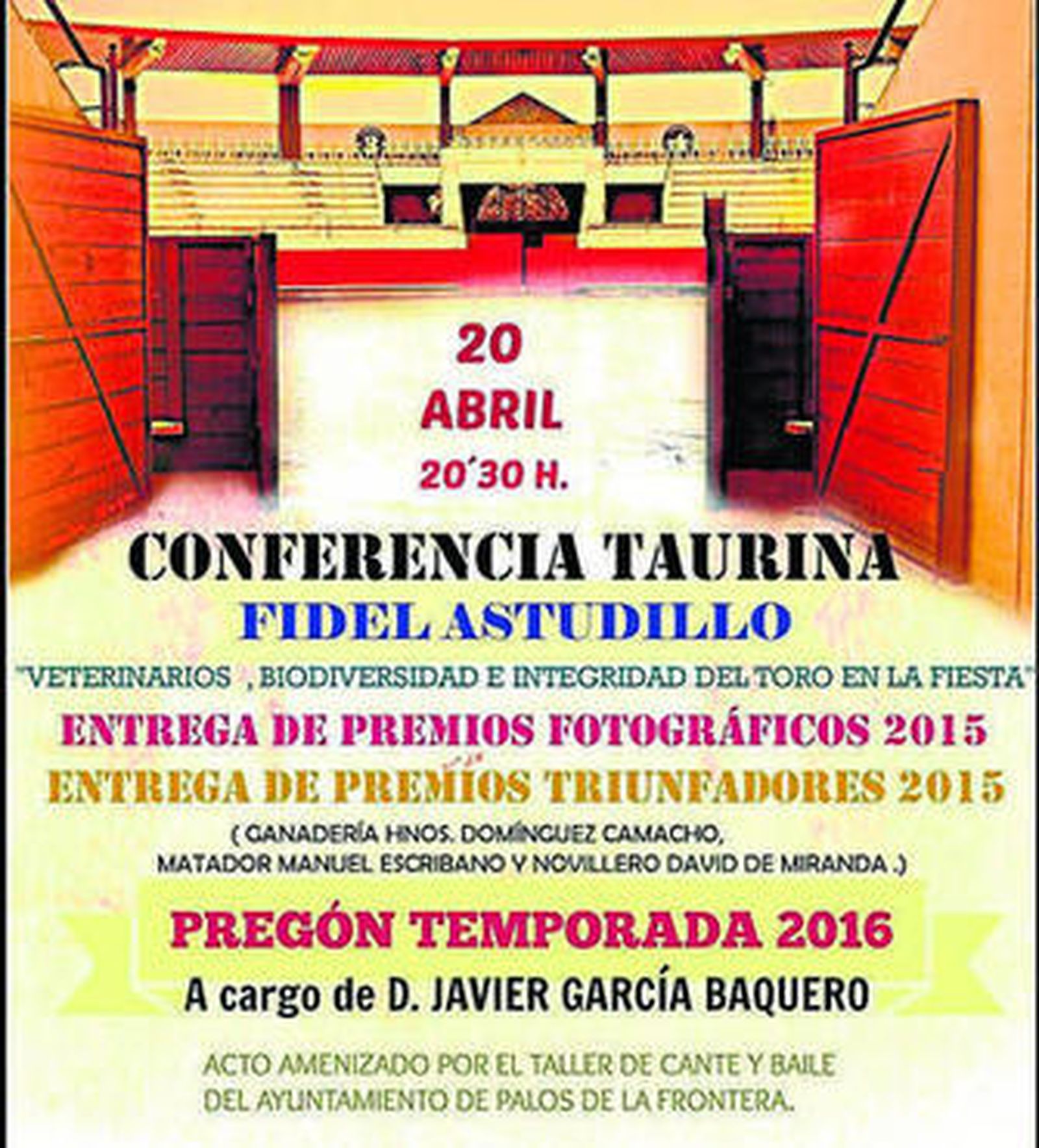 Cartel anunciador de las actividades de la peña taurina José Doblado.