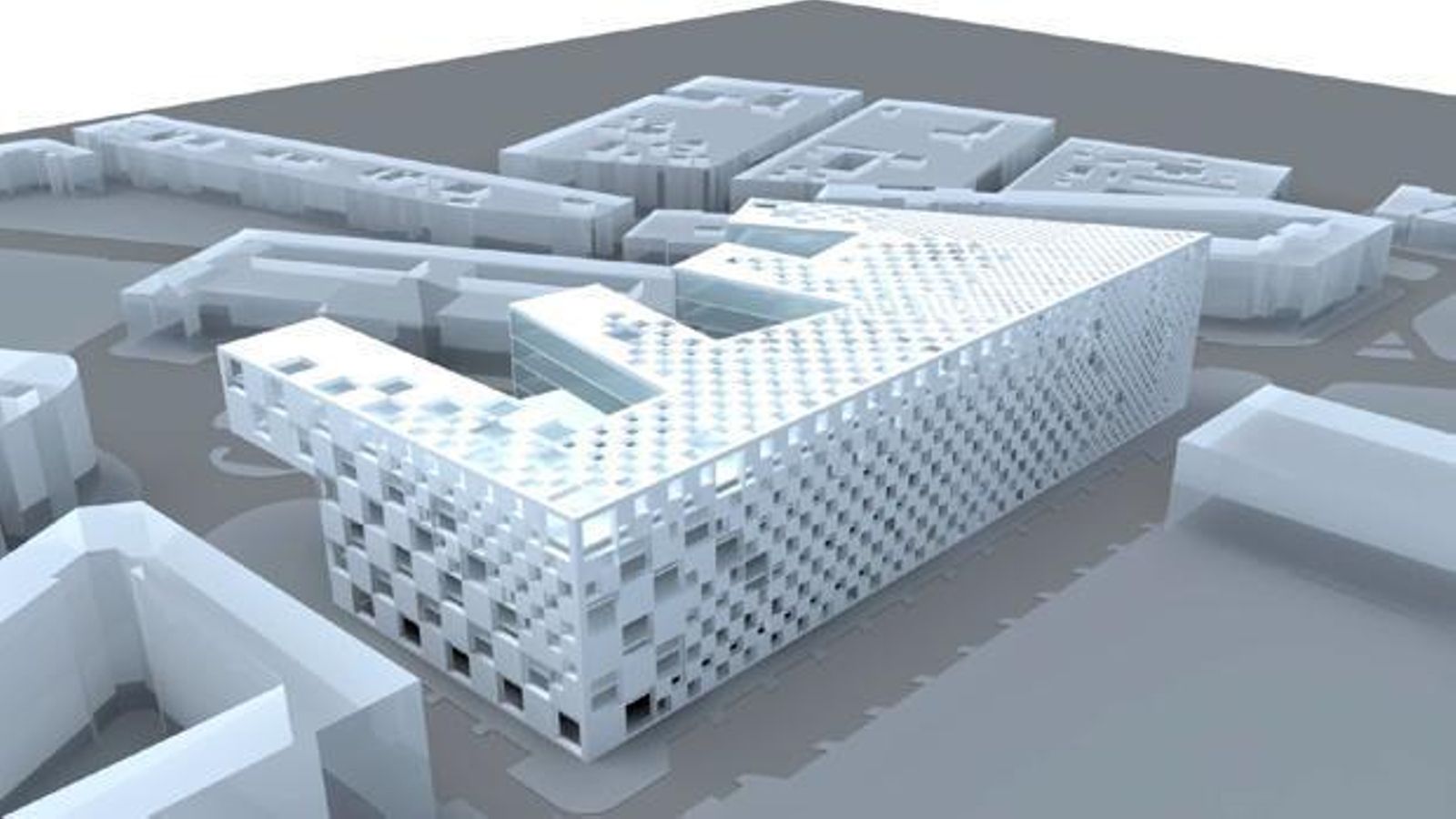 Otra perspectiva del edificio proyectado por la Junta.
