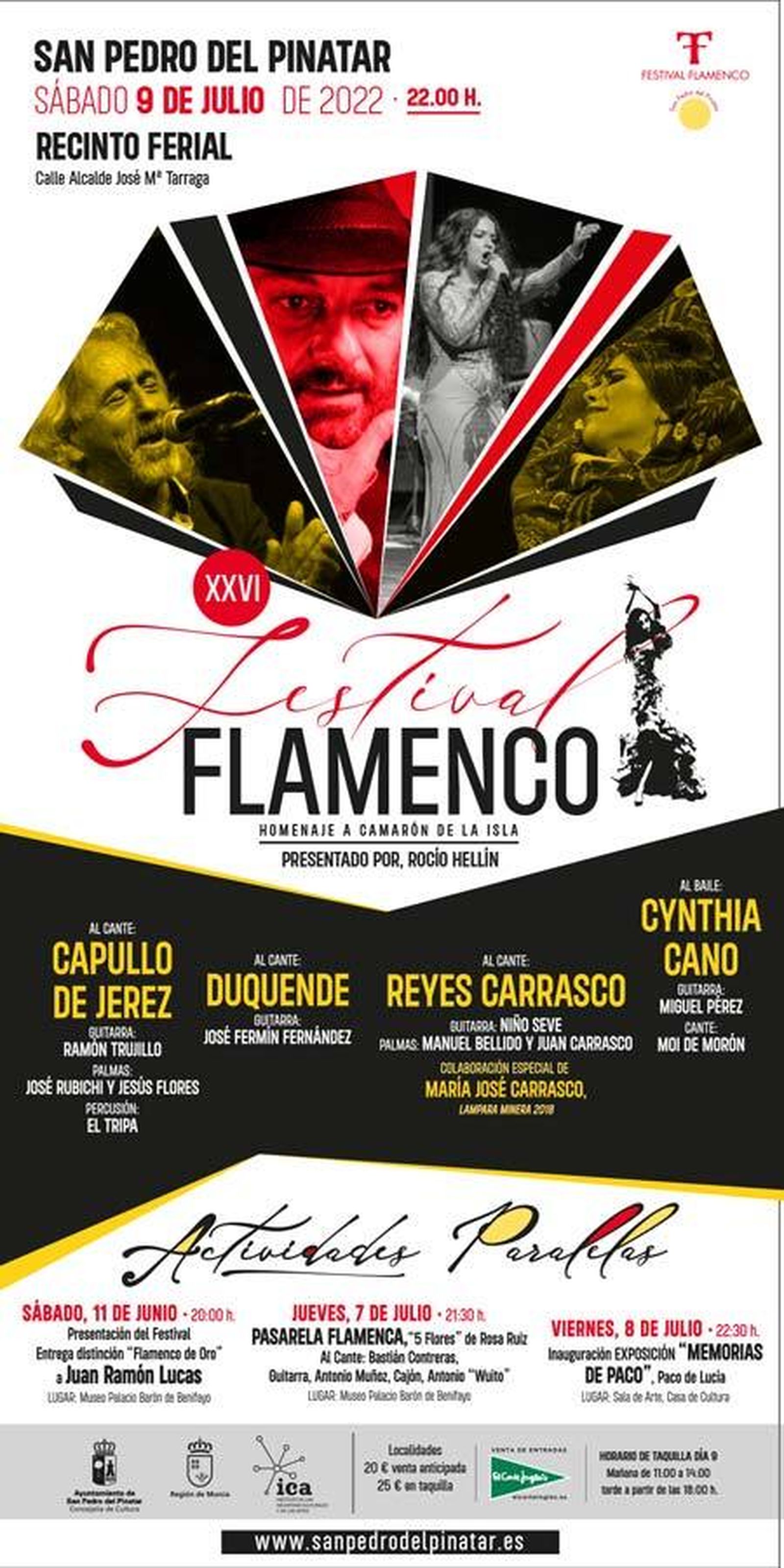 Capullo de Jerez, Duquende y Reyes Carrasco estarán presentes en el Festival Flamenco