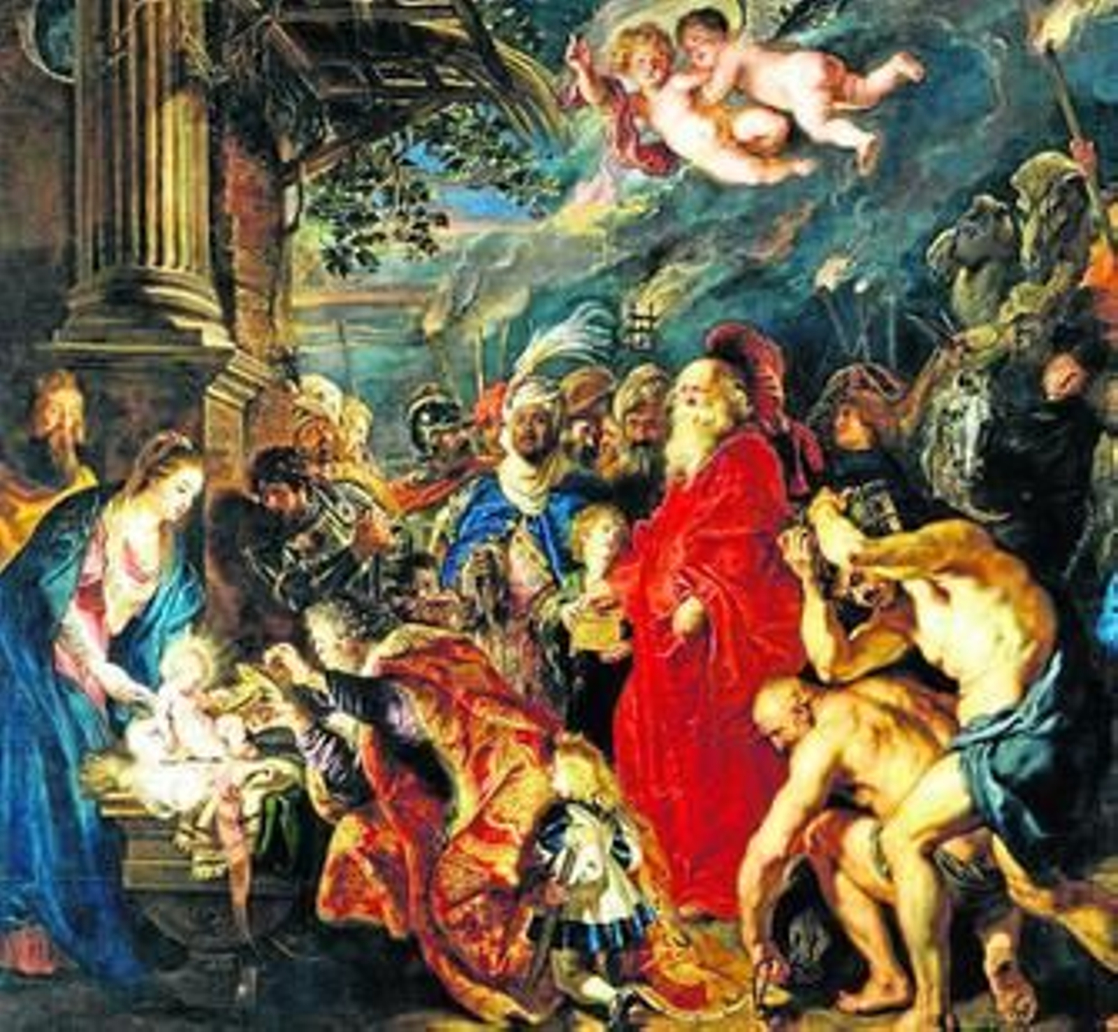 La evangélica escena de 'La adoración de los Reyes Magos', pintada por Pedro Pablo Rubens.
