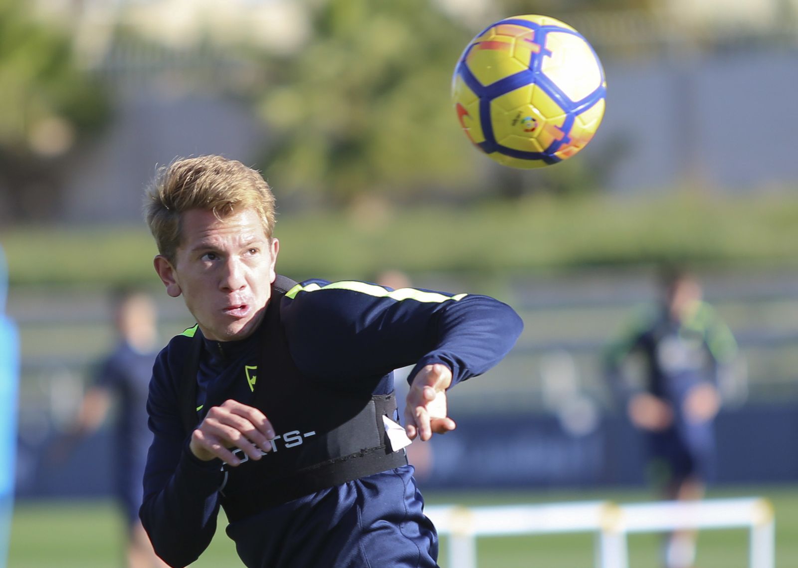 Rolón, una de las novedades, en un entrenamiento.