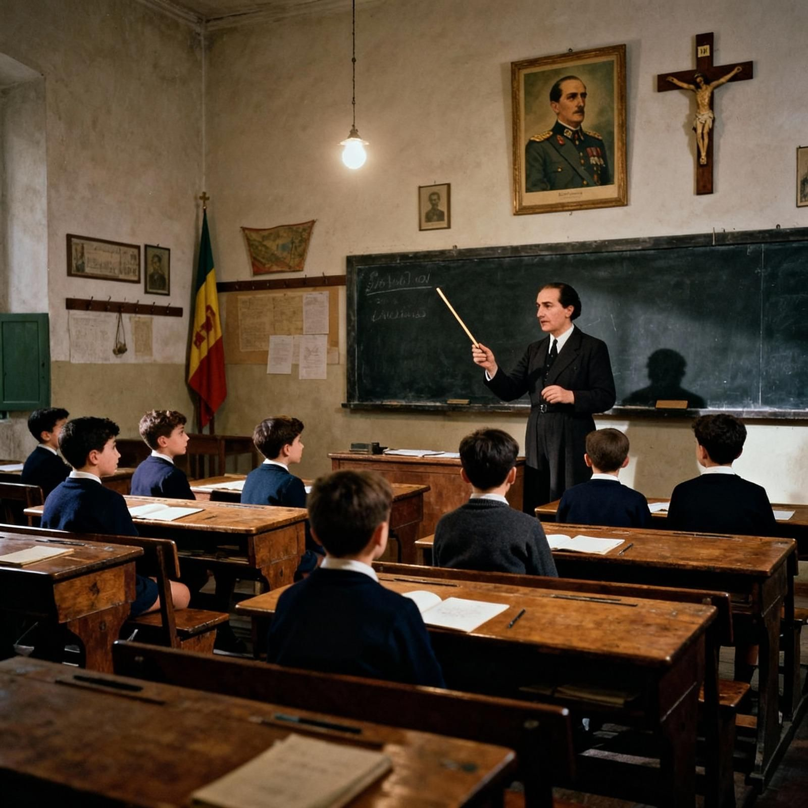 Aula del colegio en los años 50 