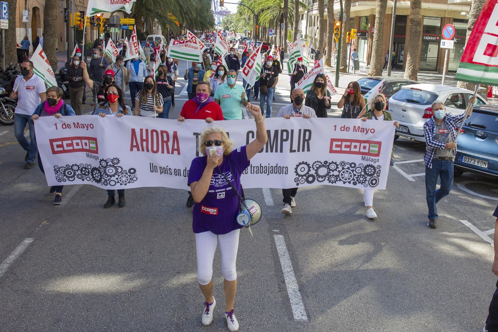 Primero de Mayo en Málaga marcado por la pandemia, en fotos