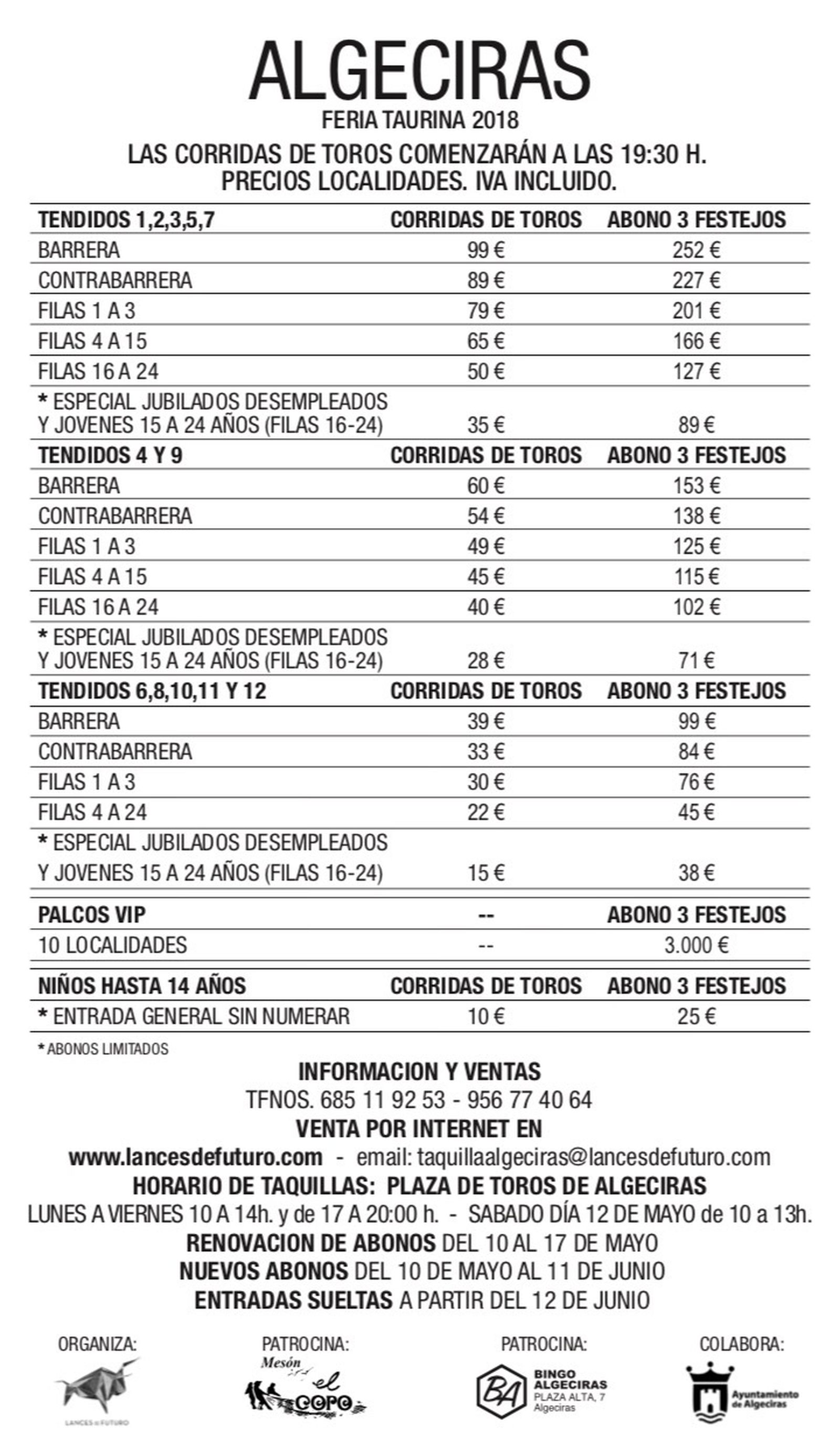Tabla de precios