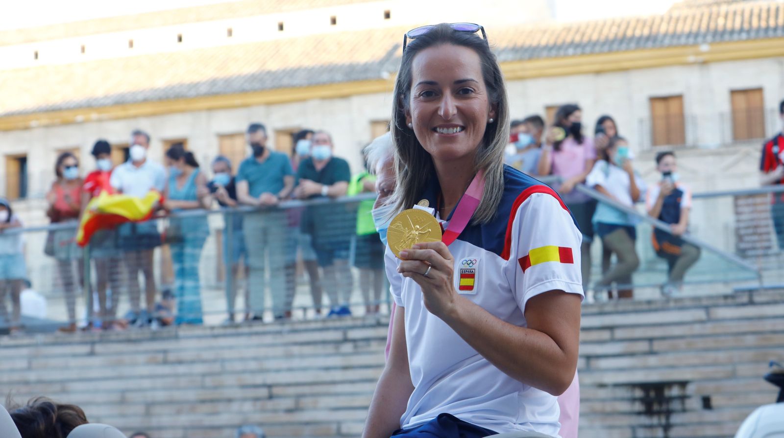 Fátima Gálvez, en el homenaje que recibió en Baena tras su oro olímpico en los Juegos de Tokio.