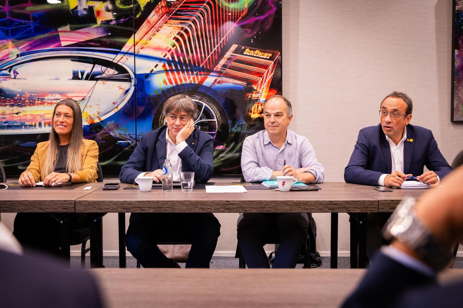 El ex presidente catalán y líder de Junts, Carles Puigdemont, en una reunión de la Ejecutiva del partido.