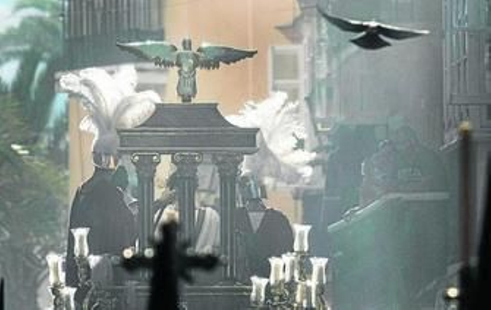 Imagen de la trasera del paso de misterio de la Sentencia.