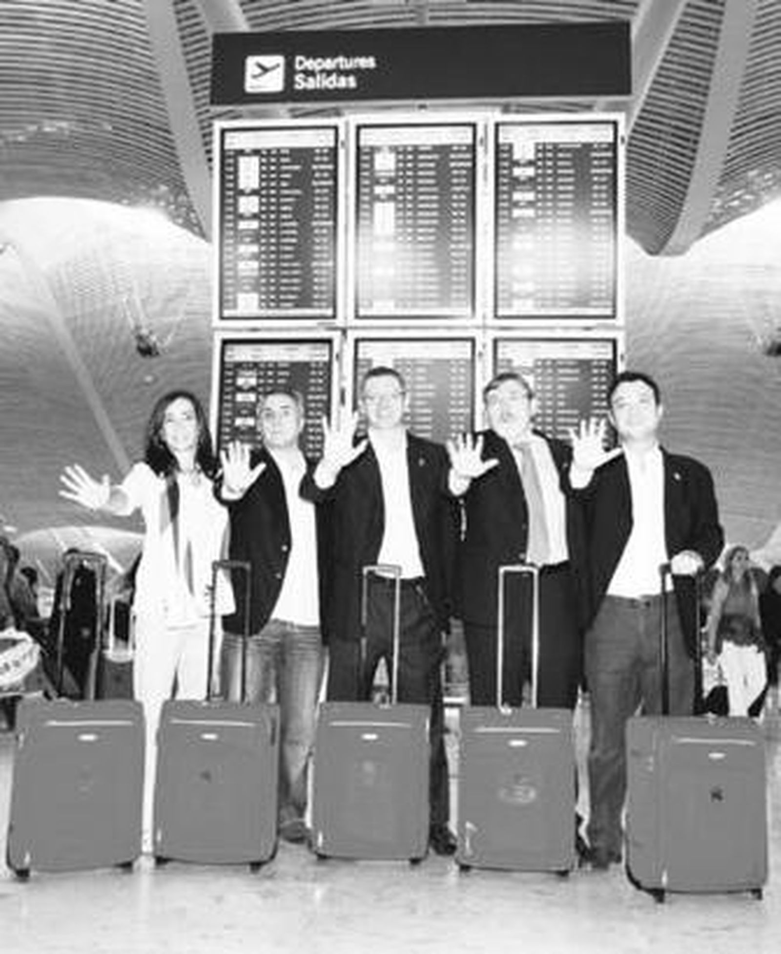 La delegación española, antes de volar a Copenhague.