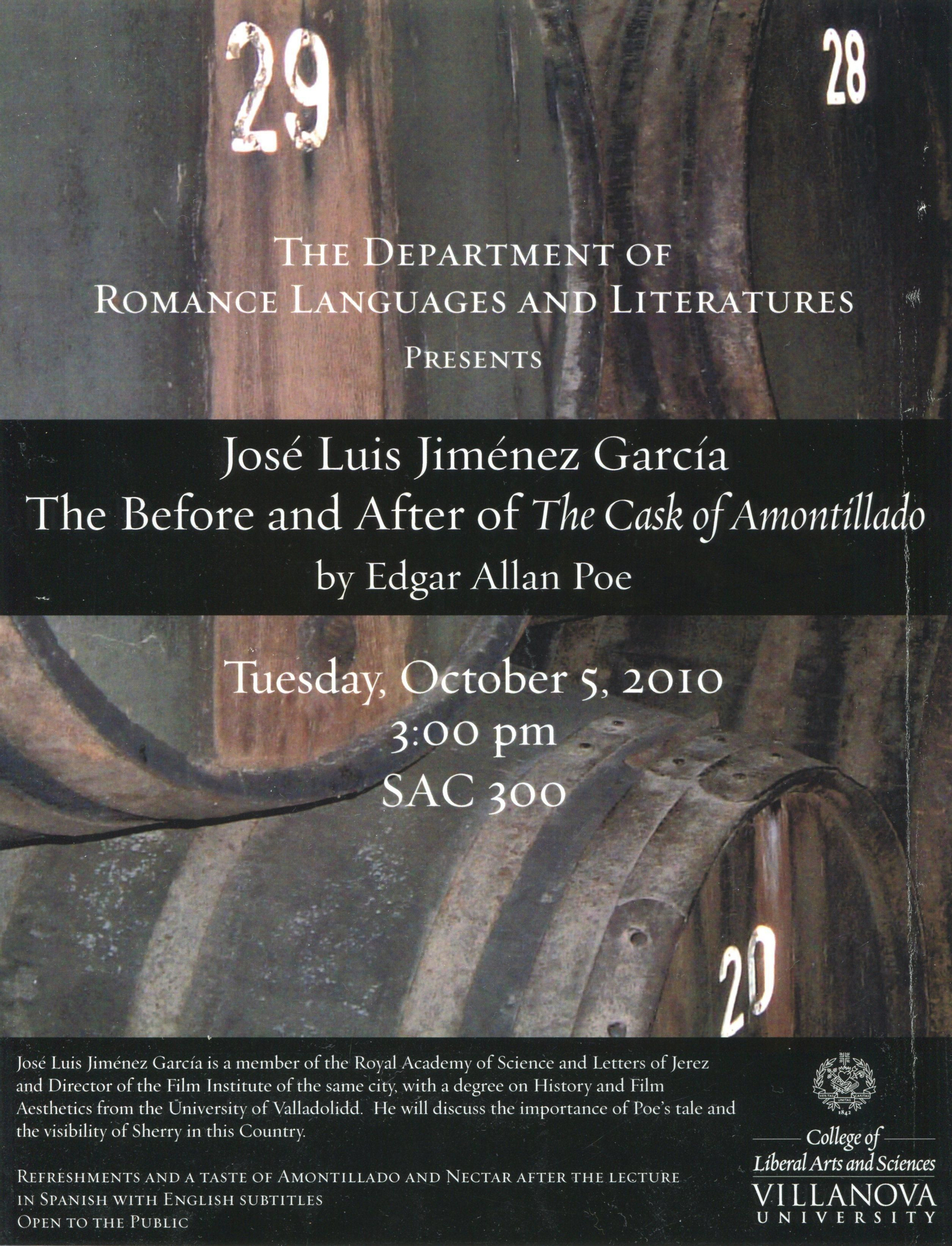 Programa de la conferencia impartida en la Universidad de Villanova.