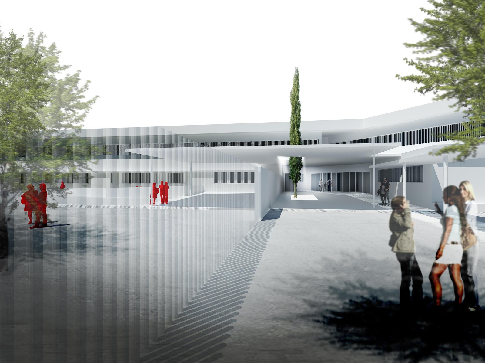 Recreación de cómo será la zona exterior del nuevo complejo educativo de Turruñuelos.