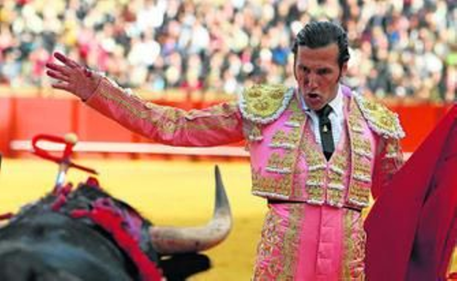 El diestro David Mora, ayer, tras una estocada.