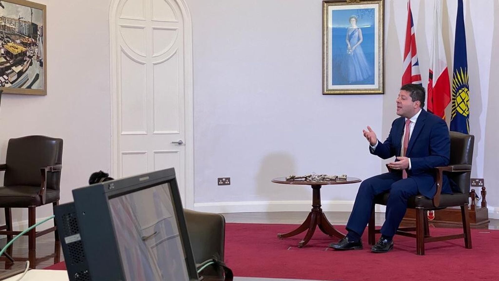 El ministro principal de Gibraltar, Fabían Picardo, durante el discurso.