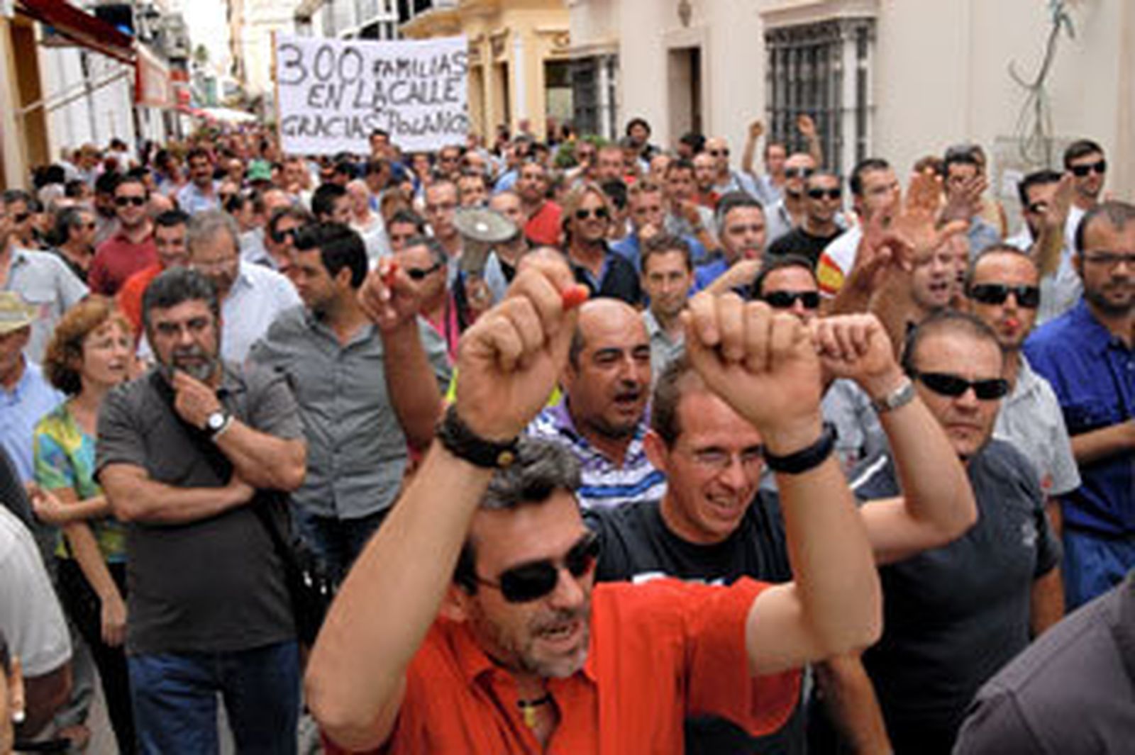 Imagen de la manifestación de la plantilla de Polanco en Chiclana a finales de septiembre. /Paco Periñán