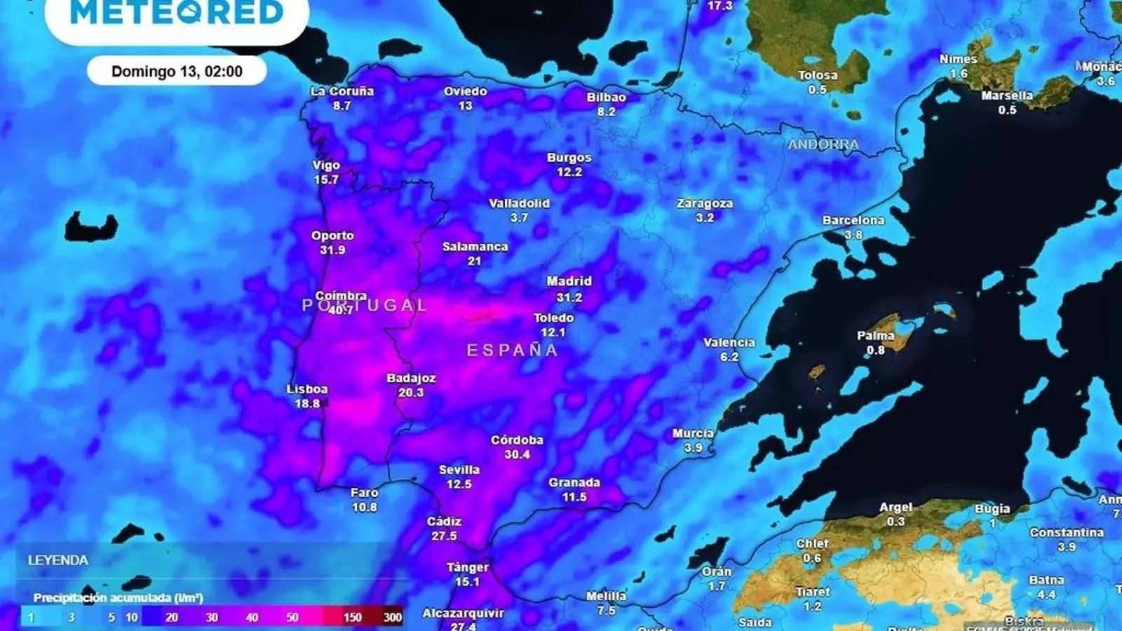 Acumulados previstos para el Domingo de Ramos.