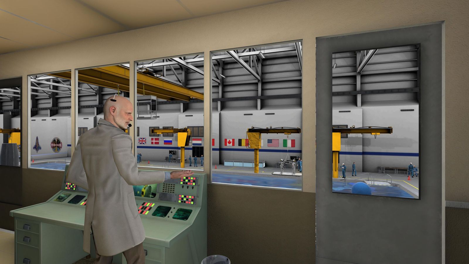 Un momento de la recreación virtual de la fase de entrenamiento previo al despegue.