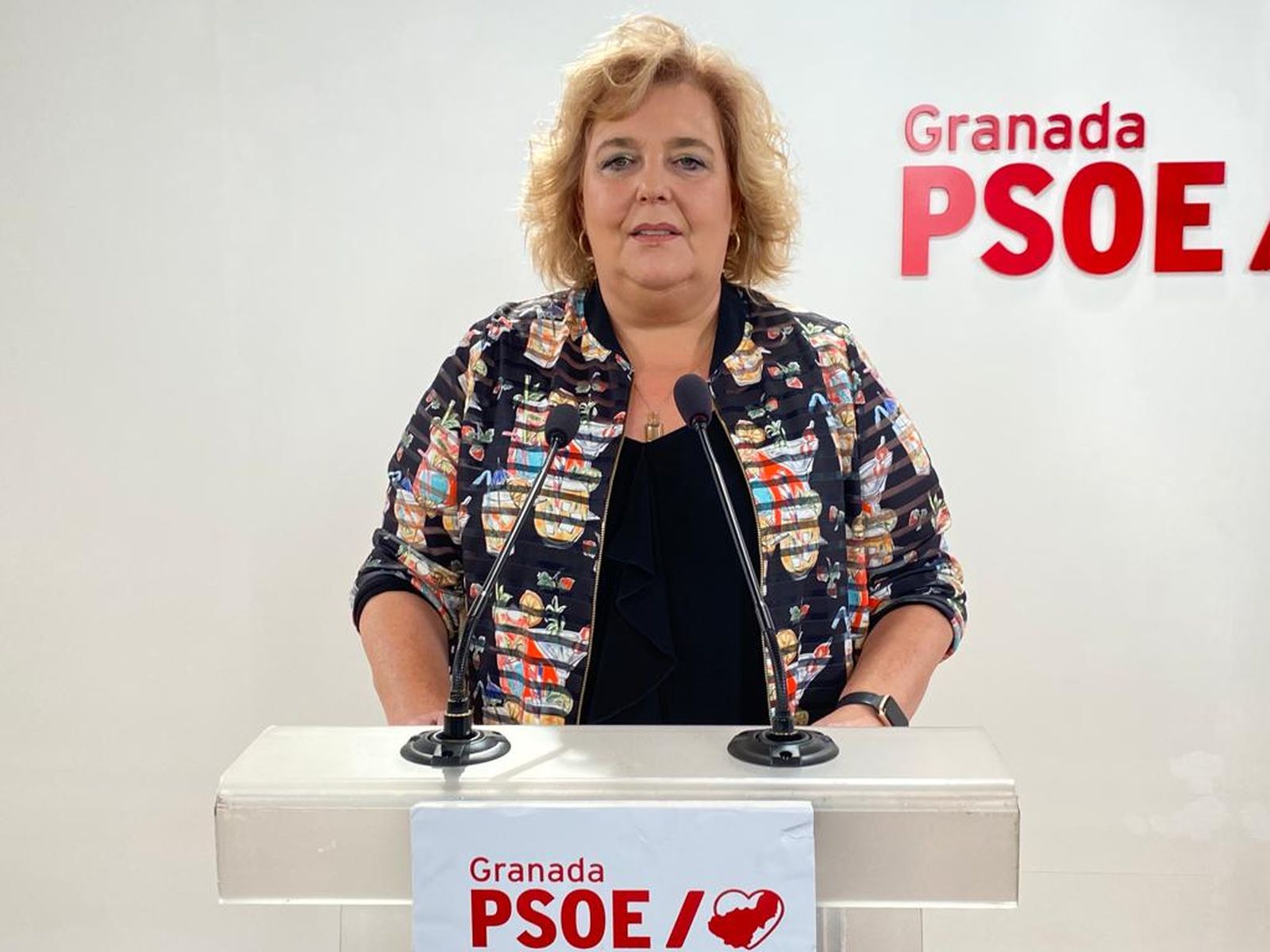 La socialista Fátima Gómez en una rueda de prensa