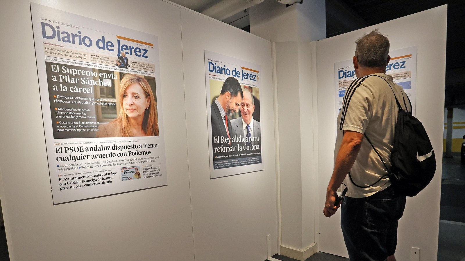 Imágenes de la exposición de portadas del Diario de Jerez en El Corte Inglés por los 40 años