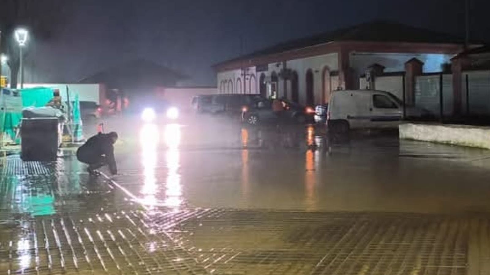 Entorno de la estación de Villa del Río, anegado.