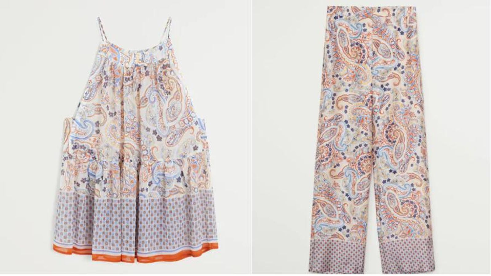 El conjunto de Mango outlet con estampado paisley que es perfecto para los looks más psicodélicos.