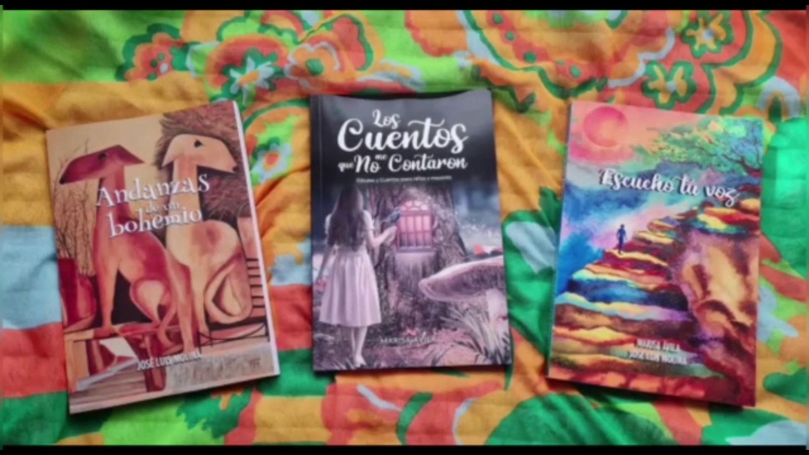 Algunas de las obras de José Luis Molina; las dos de los extremos son las que están a la venta sin su permiso.