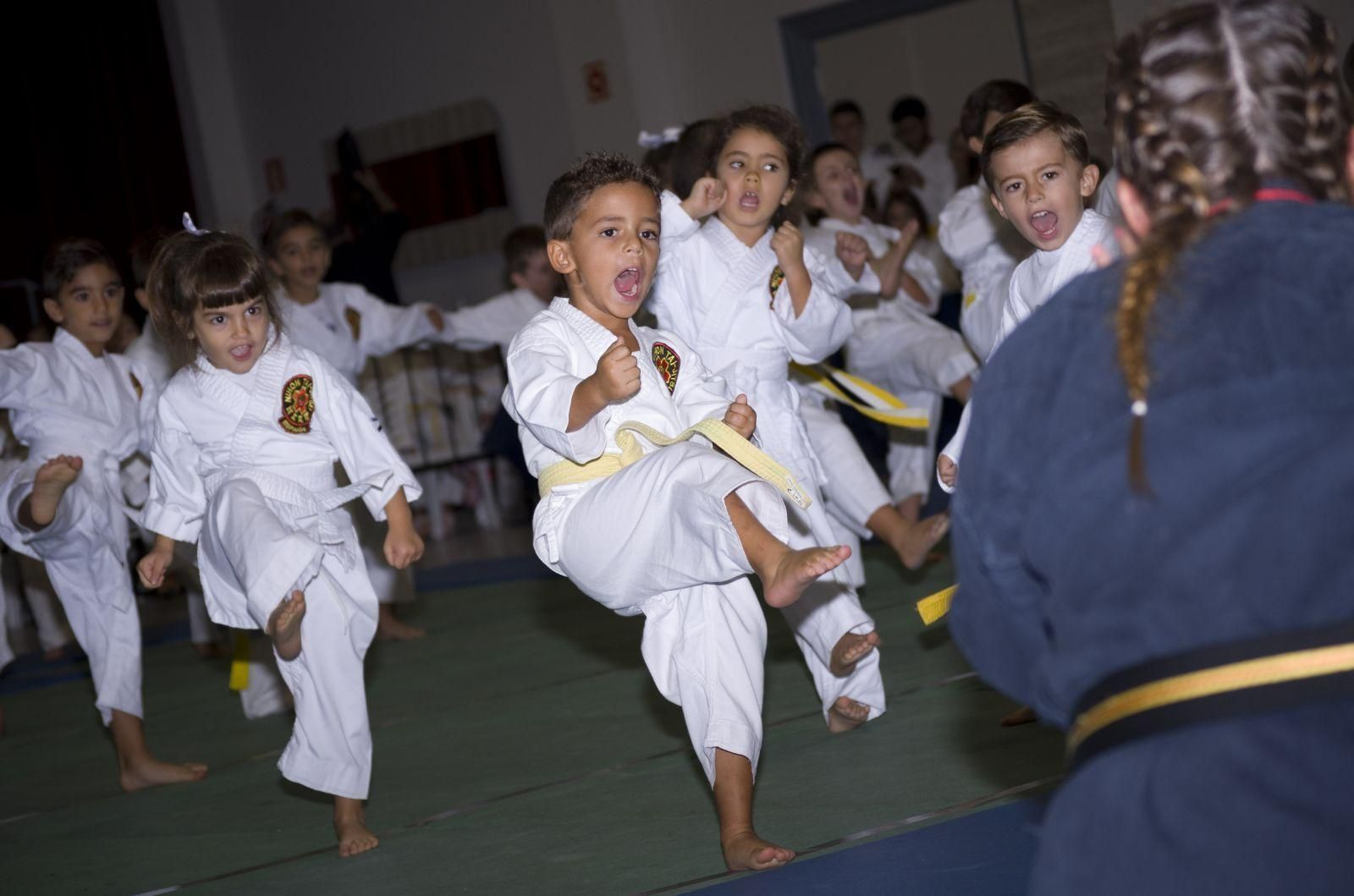 Diferentes momentos de la décima edición de la Gala Solidaria de Artes Marciales celebrada en el salón de los Espejos del Club Nazaret.