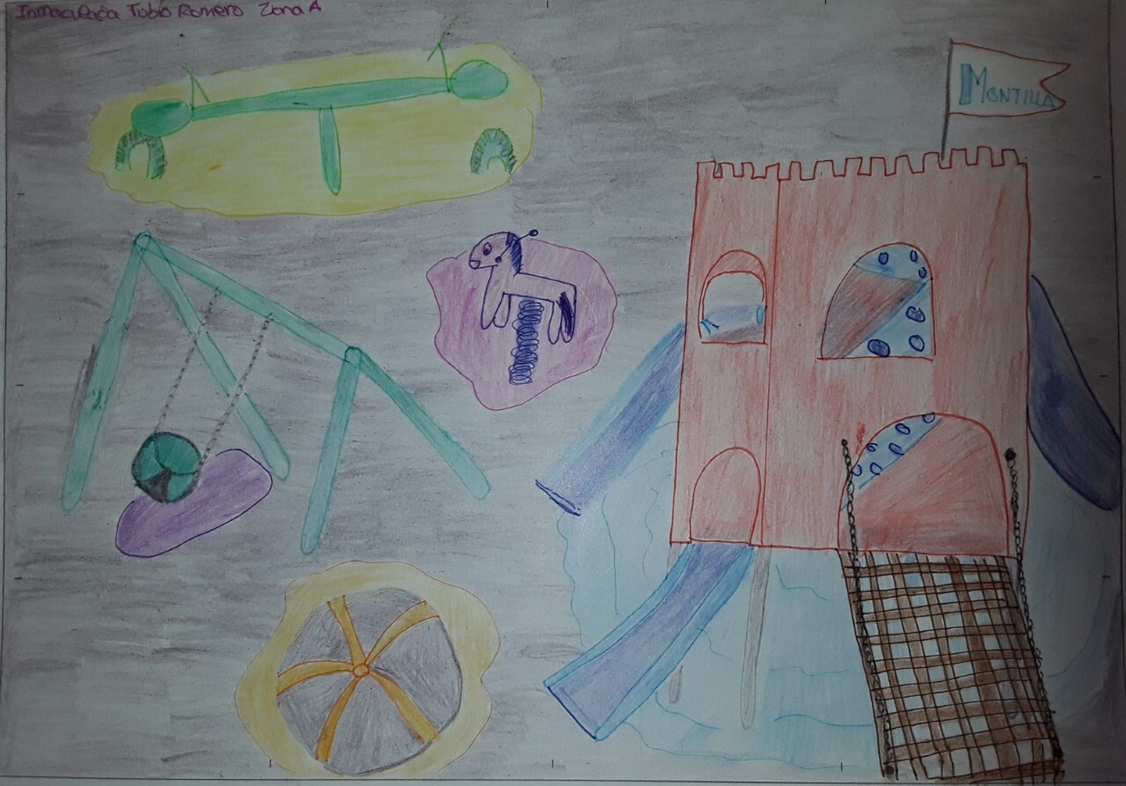 Así imaginan los niños de Montilla el futuro parque Tierno Galván, 'la pradera'