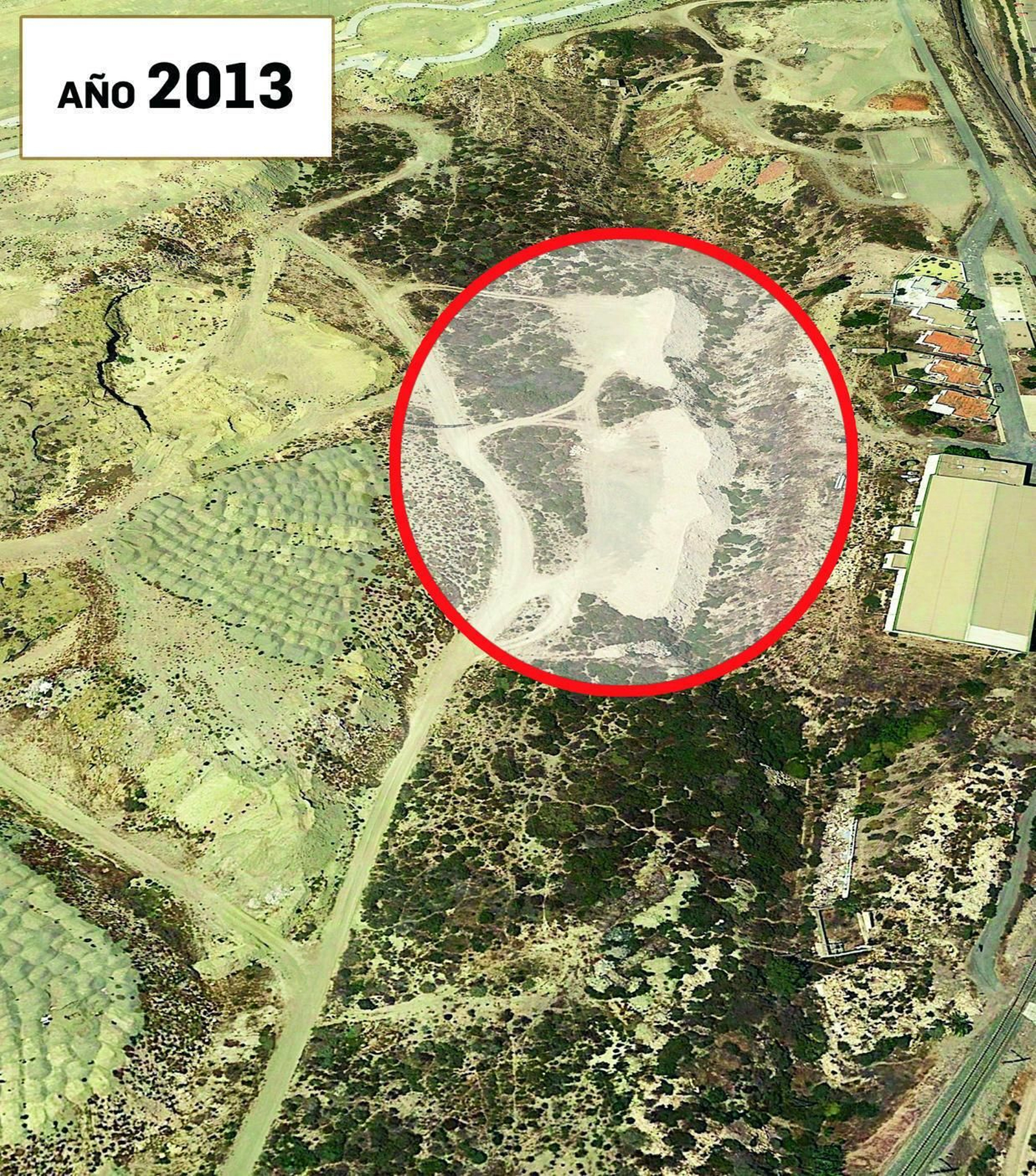 Espacio rodeado en rojo, sin residuos en el año 2013