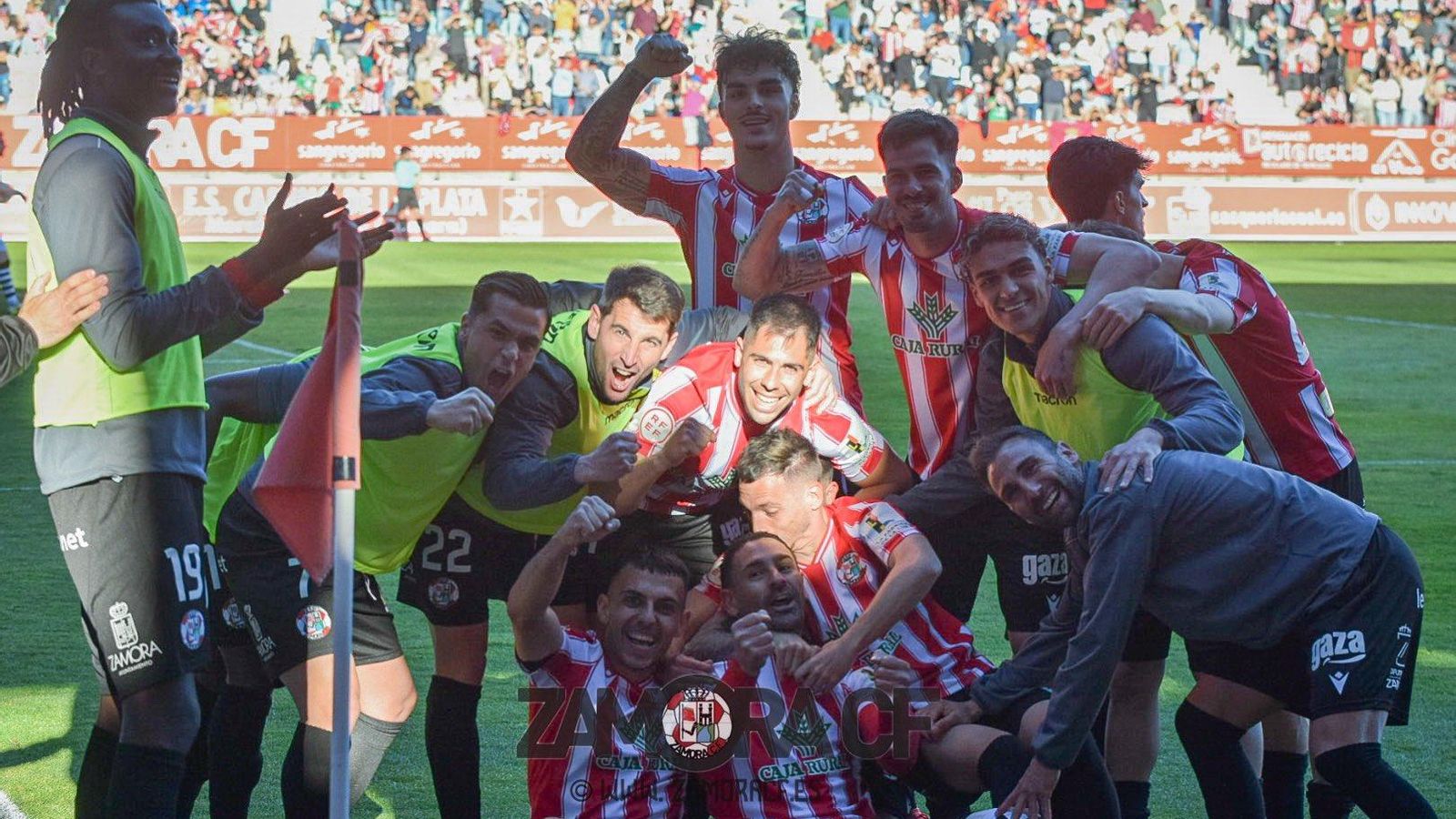 Los zamoranos celebran uno de sus últimos tantos en casa.
