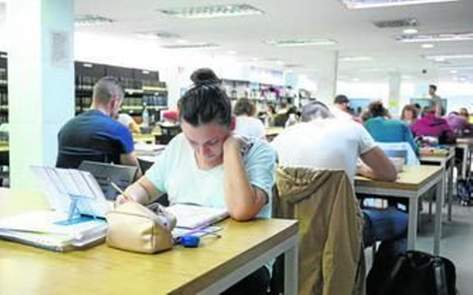 Nieves Carmona, ayer a las 11:00, en la sala de lectura de la Biblioteca Provincial, donde ya había más de 70 personas.