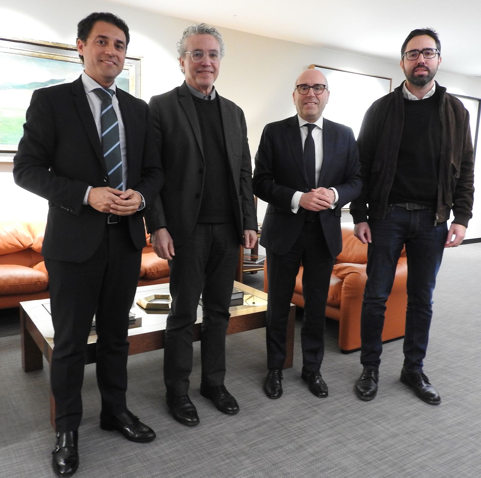 Leopoldo Izquierdo, Blas García, Joseba Barrena y Jesús García, tras la firma del convenio.