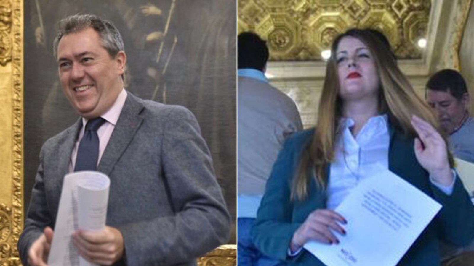 Juan Espadas y Serrano Serrano durante las rueda de prensa.