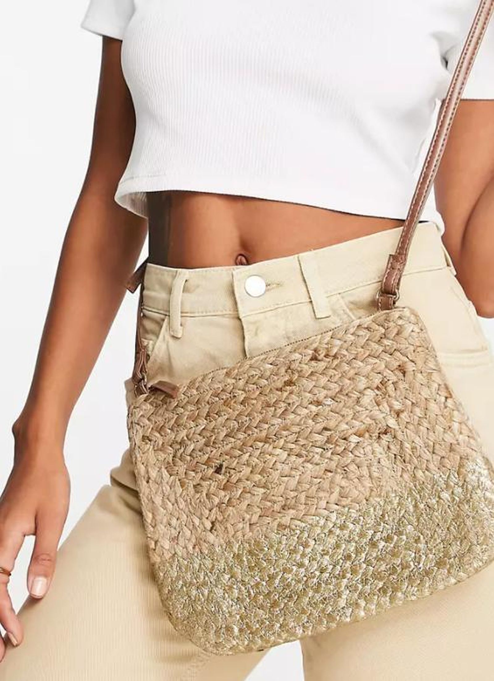 Bandolera beis y dorada