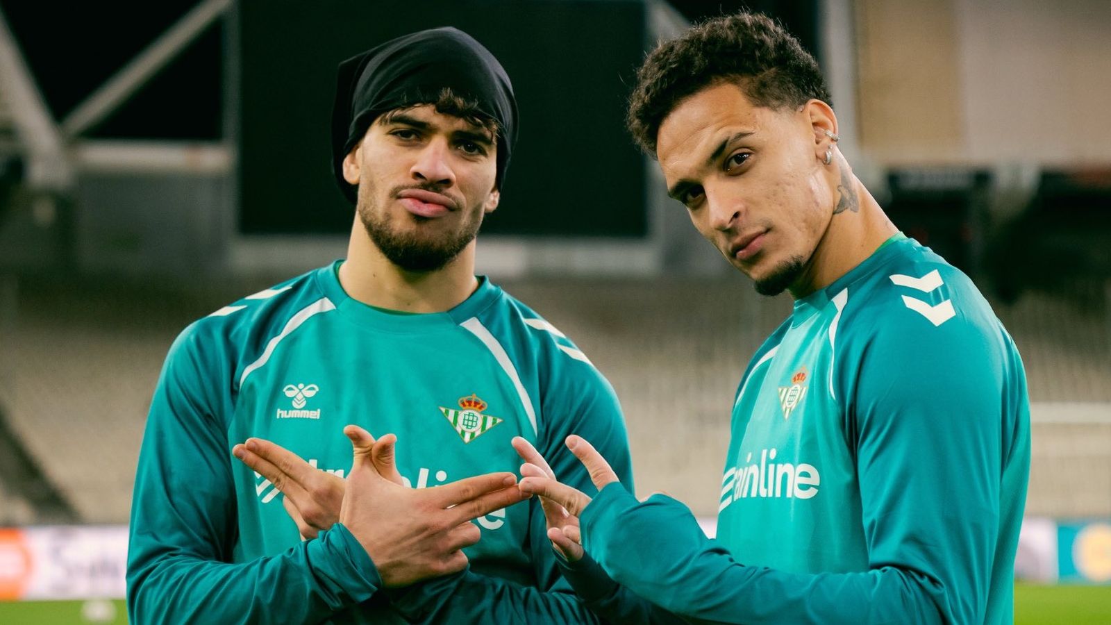 Abde y Antony en el entrenamiento previo de Europa League ante el Panathinaikos
