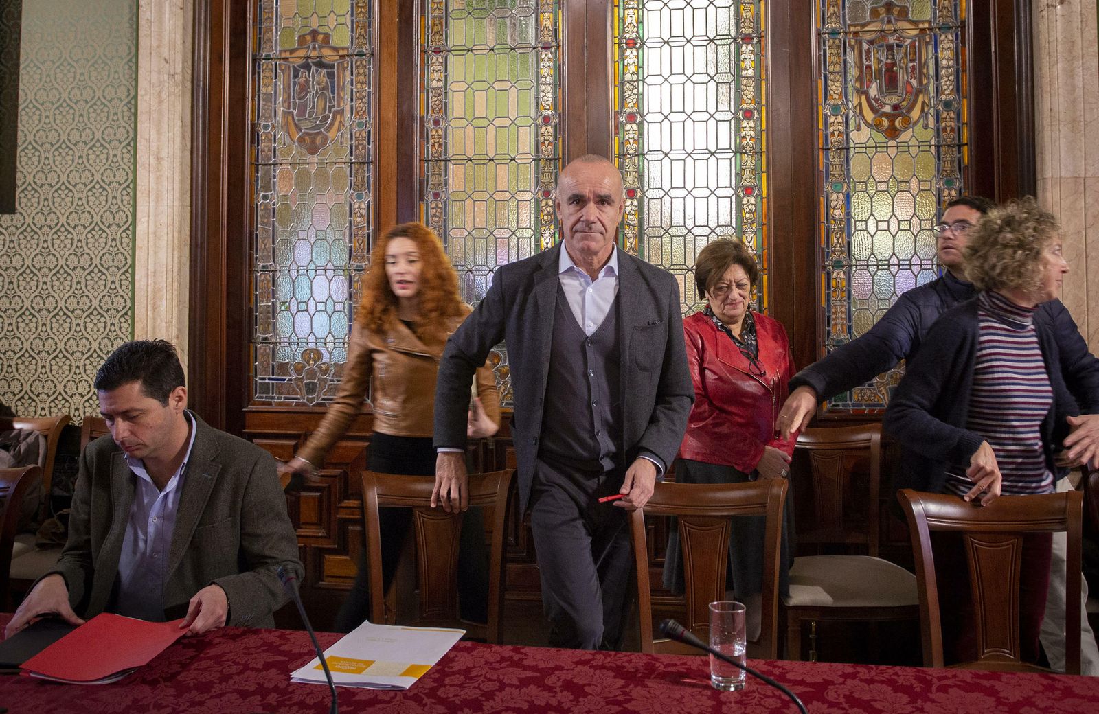 El gerente de Urbanismo, Rafael Márquez, Clara Macías y Antonio Muñoz antes de comenzar la rueda de prensa.