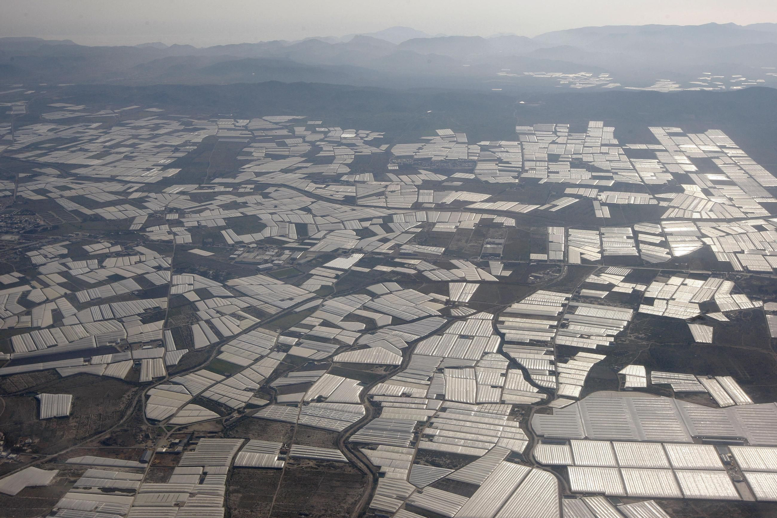 Imagen aérea los invernaderos de Almeria.