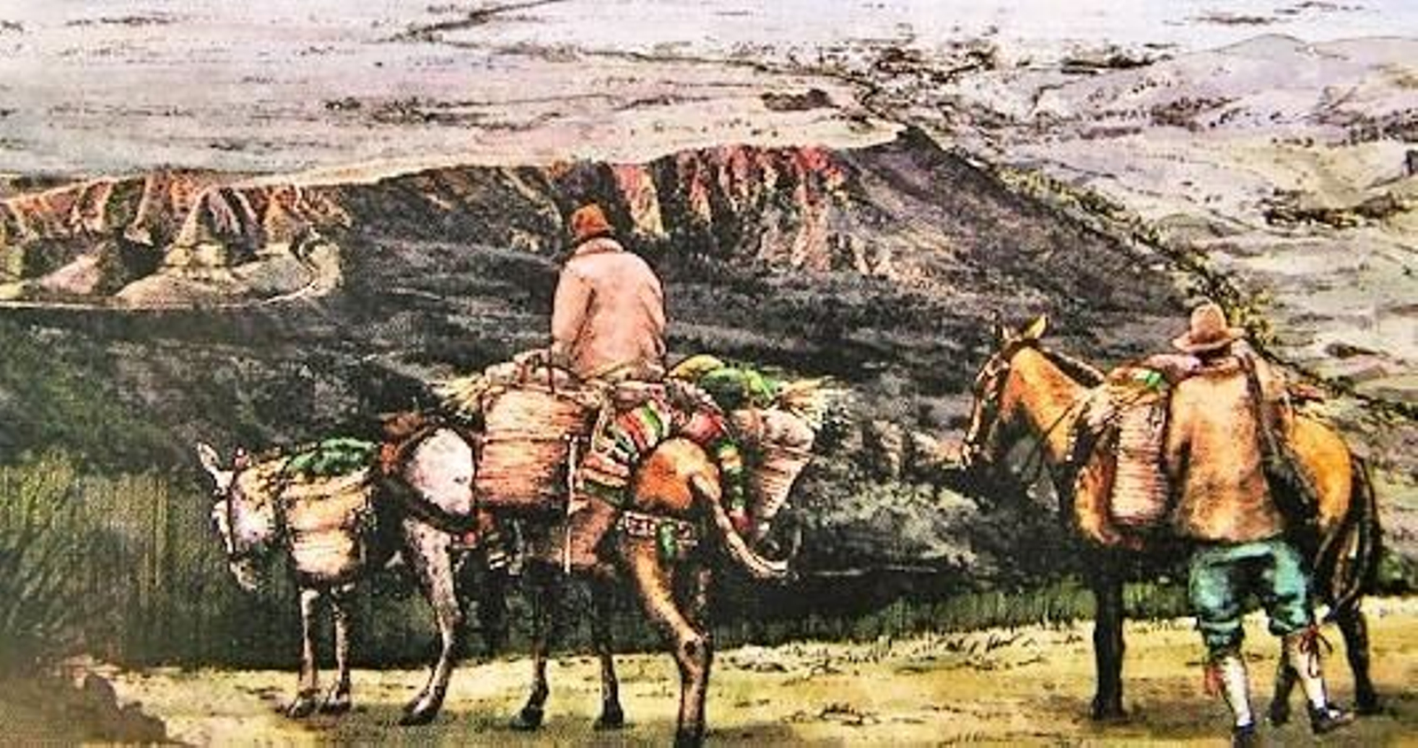 Arrieros transportando nieve.