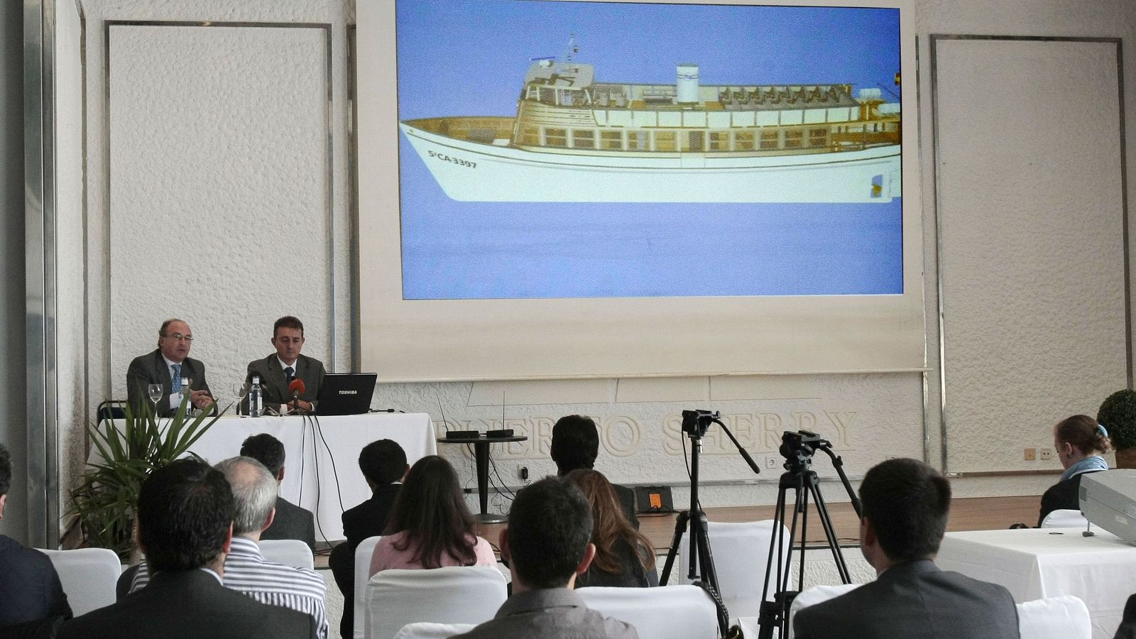 La presentación del proyecto de restauración del barco, en el año 2012.