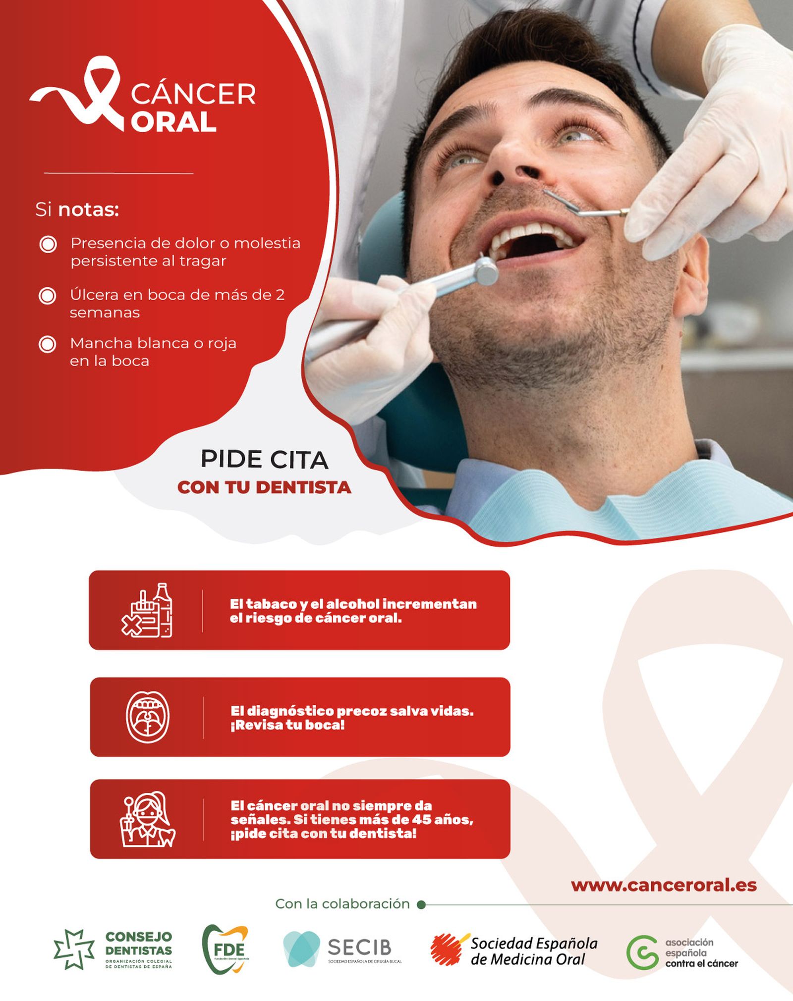 El cartel que anuncia la campaña contra el Cáncer Oral.