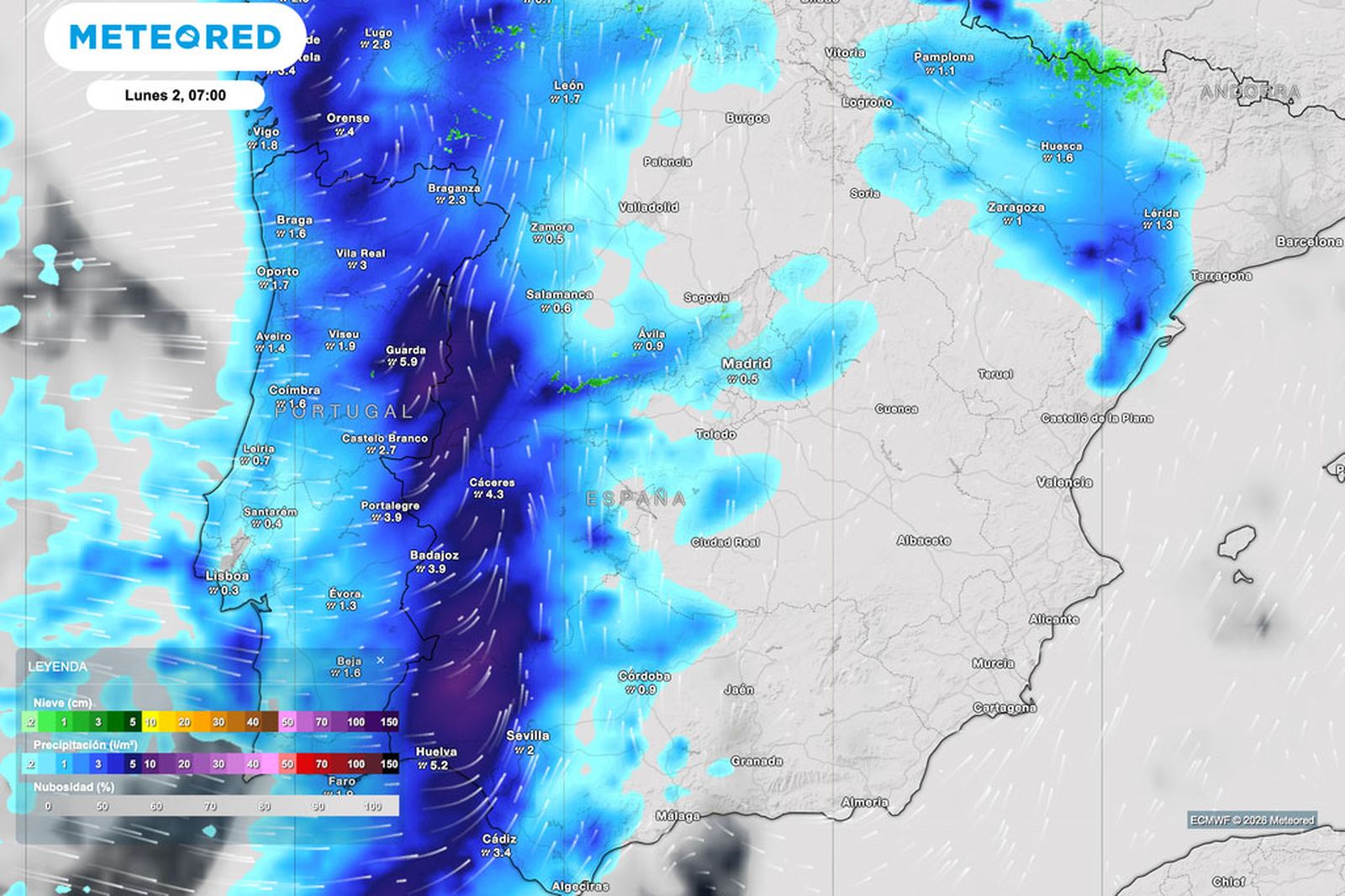 Este lunes un nuevo frente de lluvias llega a Cádiz.