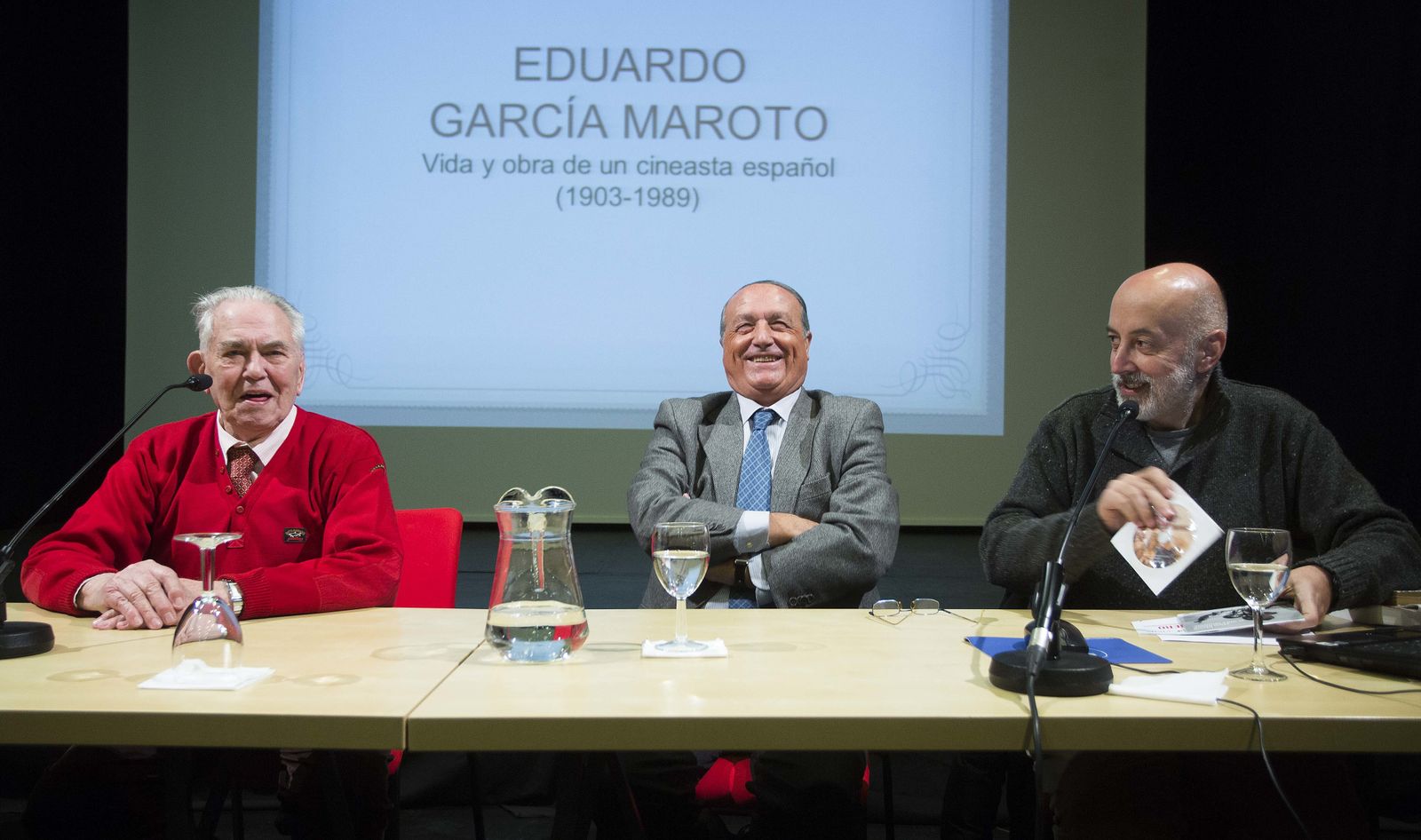 De izquierda a derecha, Juan Mariné, Eduardo García Matilla (hijo de García Maroto) y Miguel Olid, el miércoles en Cicus.