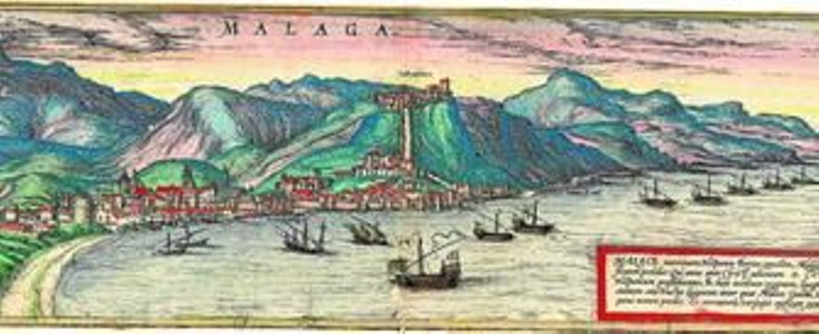 Grabado cartográfico de Málaga realizado por Joris Hoefnagel a mediados del siglo XVI.