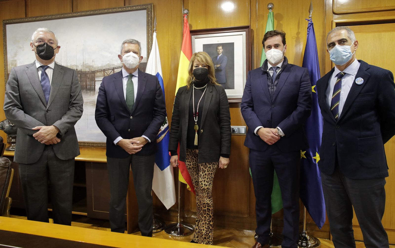 Ignacio Álvarez-Ossorio, Jesús Collado, Pilar Miranda, Daniel Toscano y Arsenio Martínez en el encuentro mantenido en la mañana de ayer.