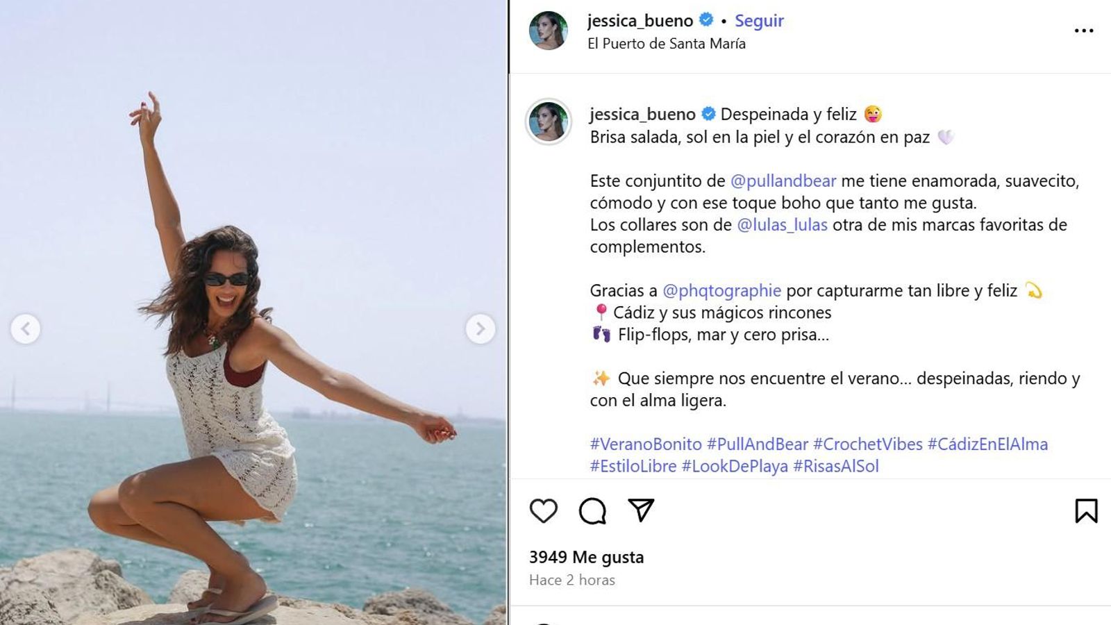 Jessica Bueno en Puerto Sherry (El Puerto) con el puente de Cádiz de fondo. Jessica Bueno en Puerto Sherry (El Puerto) con el puente de Cádiz de fondo.