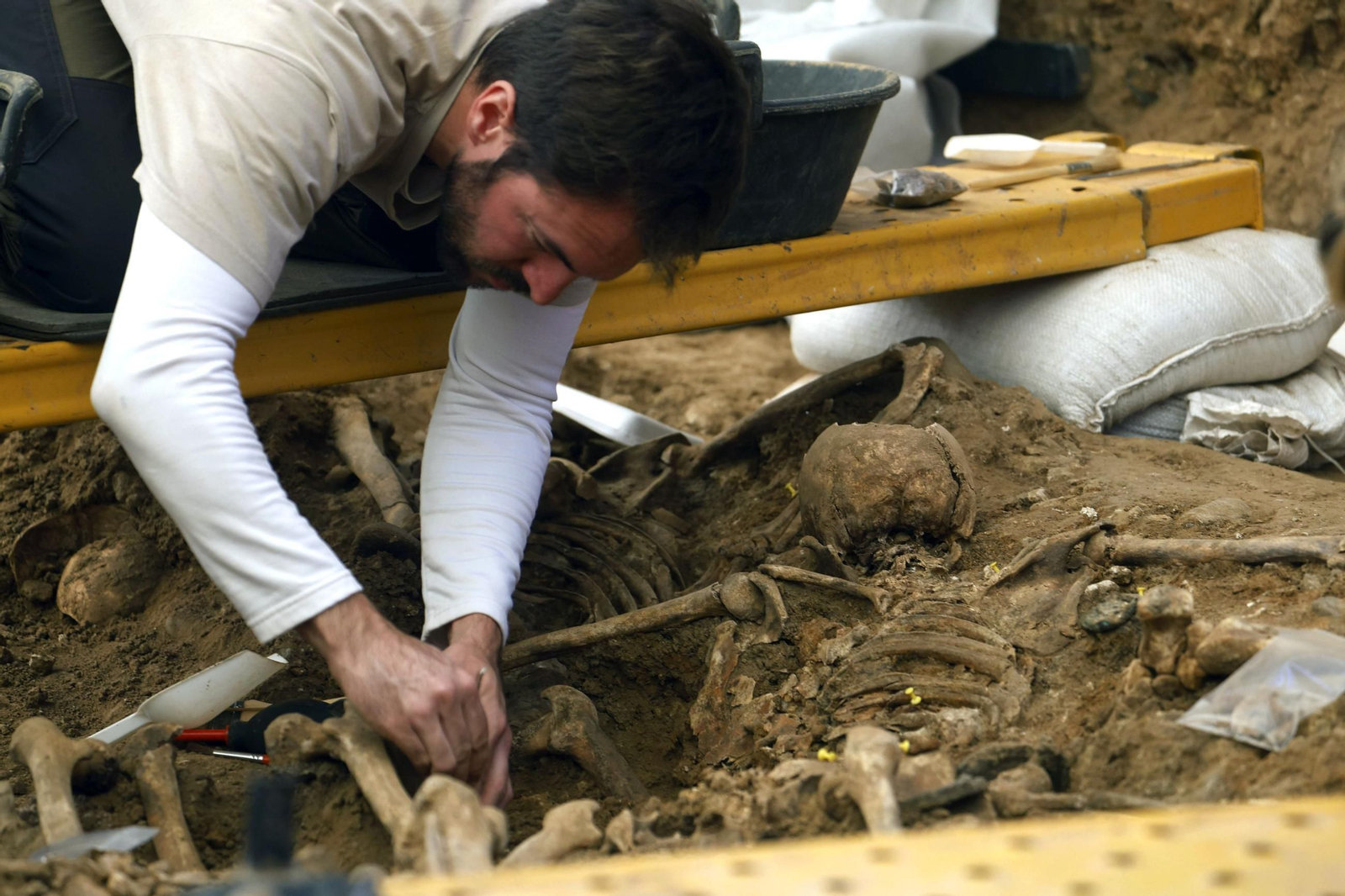 Exhumación de una fosa en el cementerio de la Salud de Córdoba.